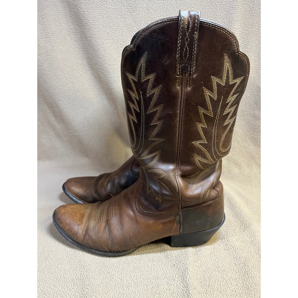 Ariat Heritage Brown Leather Western Cowboy Boots Mens Round‎ Toe - Picture 3 of 16